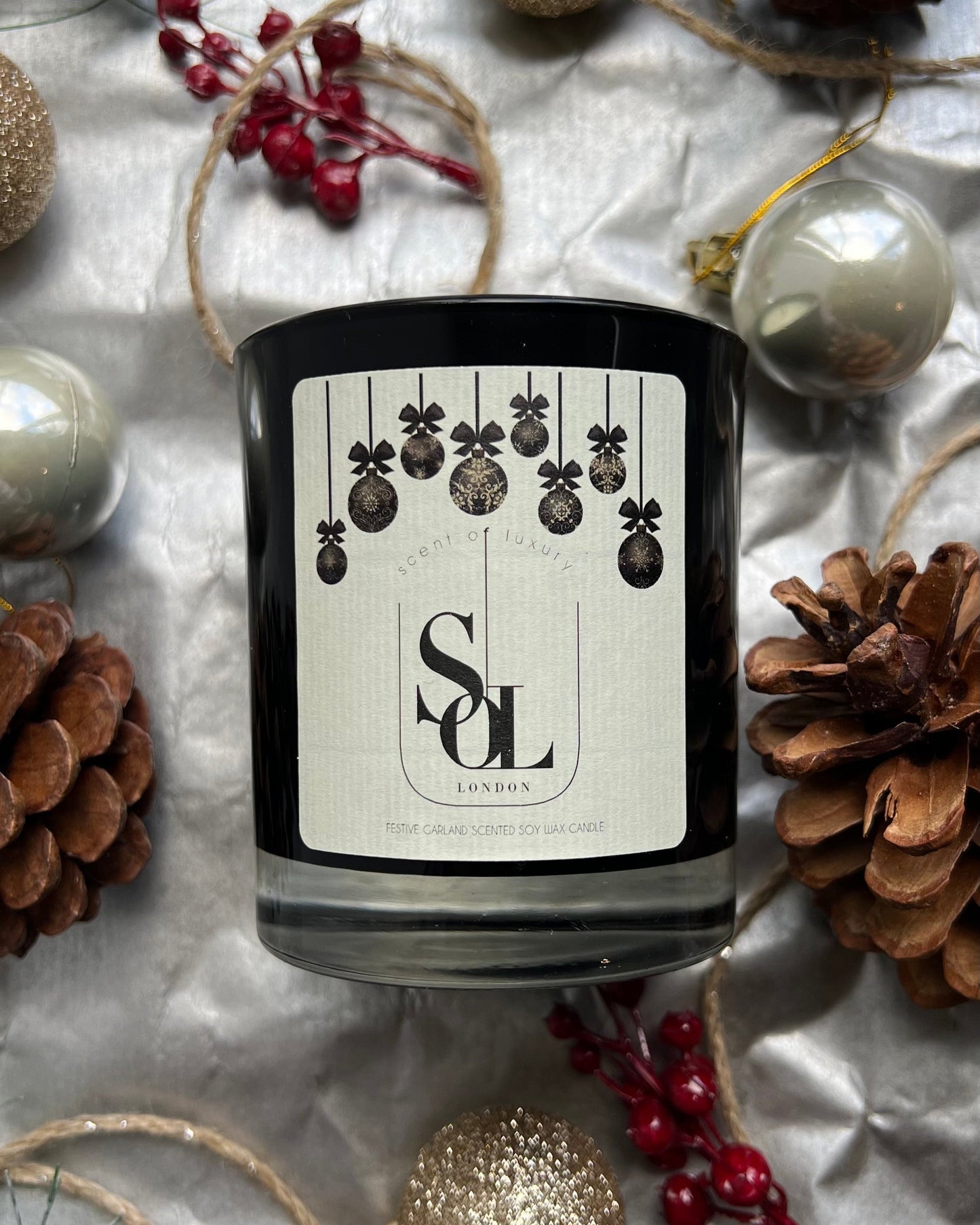 Scented Christmas luxury soy wax candle perfect for gifts or home decor